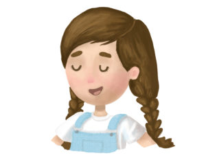 By Steph Brennan. Digital painting of little girl with braids.